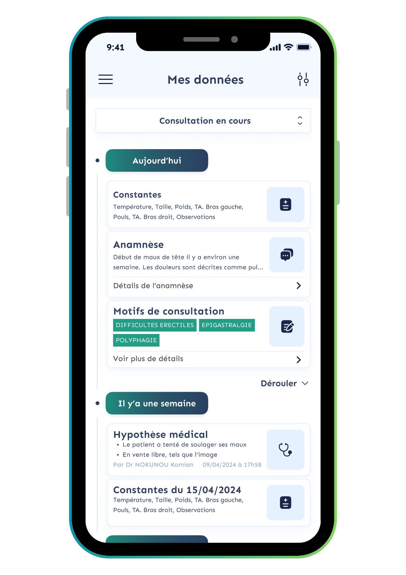 Consultations et données patient